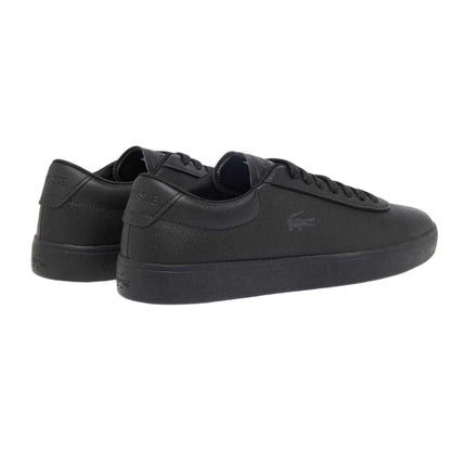 Black - Back - Lacoste Mens Baseshot Leather Flat Trainers