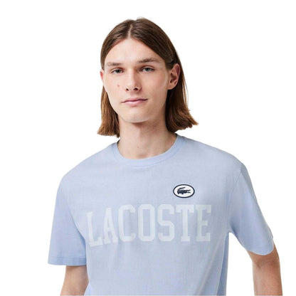 Blue - Side - Lacoste Mens Logo Printed Cotton T-Shirt