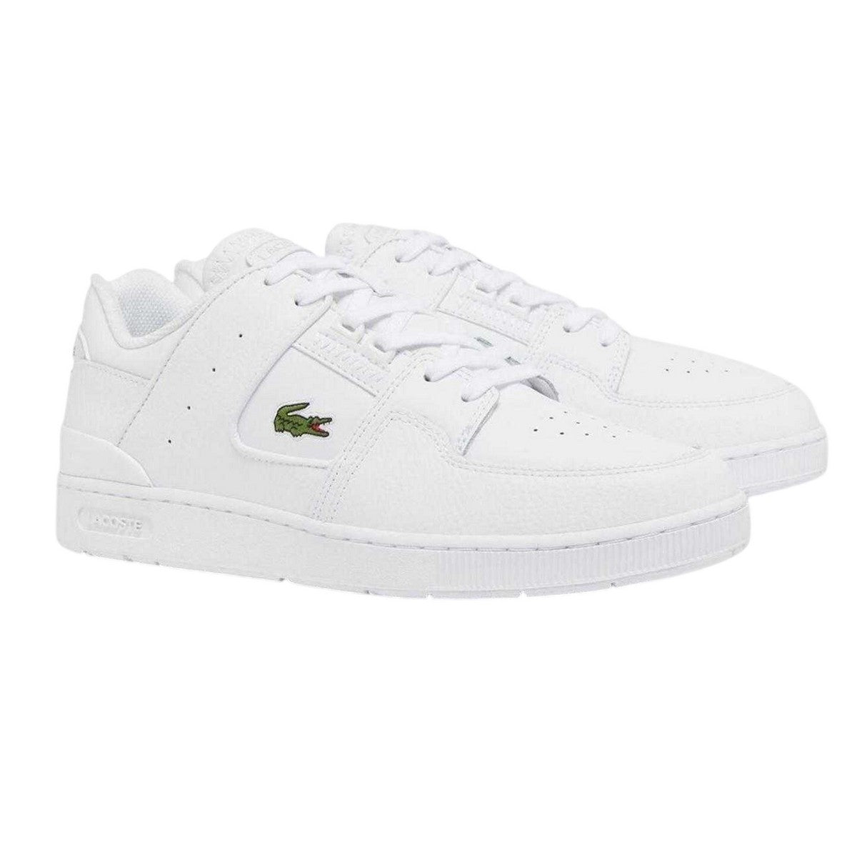 White - Front - Lacoste Mens Court Cage Leather Trainers