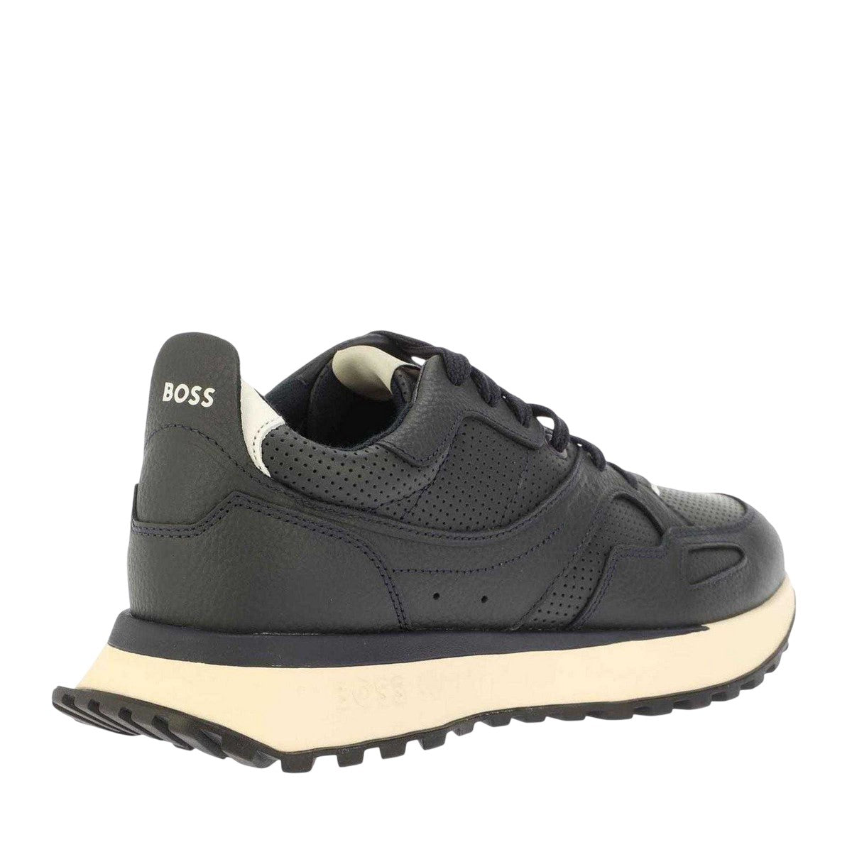 Dark Blue - Back - Boss Mens Jonah Run Leather Trainers