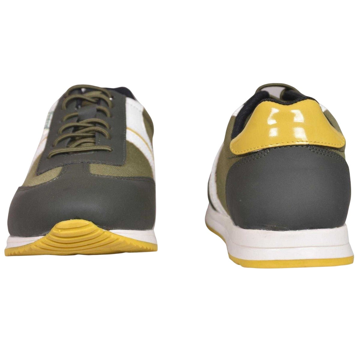 Olive-Yellow - Back - Firetrap Mens Mexico Striped Flat Trainers