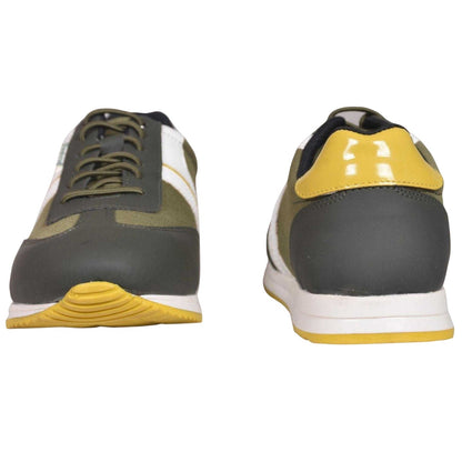 Olive-Yellow - Back - Firetrap Mens Mexico Striped Flat Trainers
