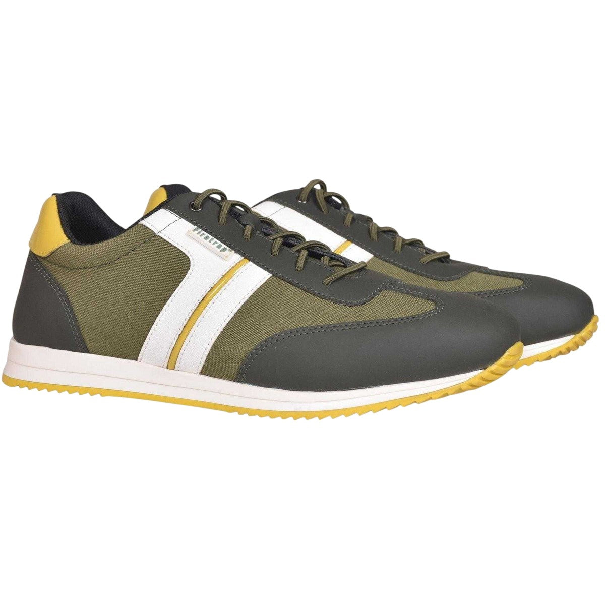 Olive-Yellow - Front - Firetrap Mens Mexico Striped Flat Trainers