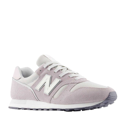 White-Pink - Front - New Balance Womens-Ladies 373 Suede Cushioned Trainers