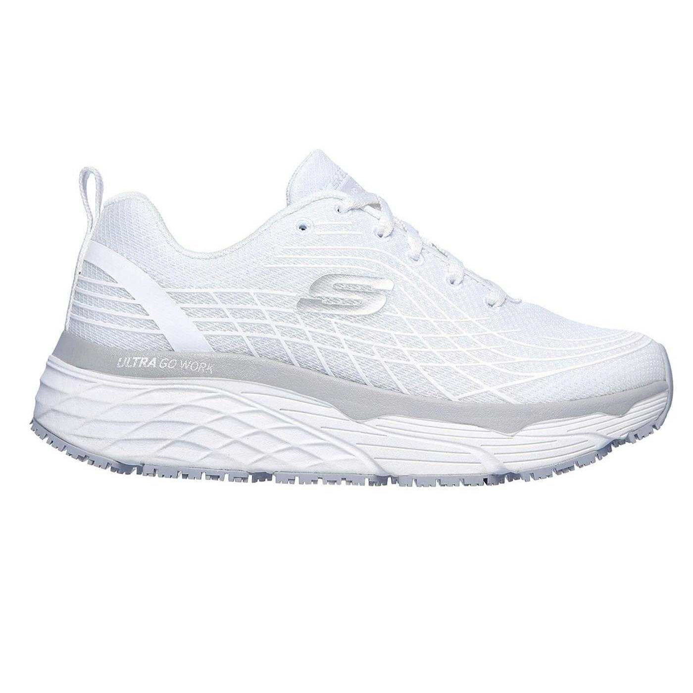 White - Side - Skechers Womens-Ladies Max Cushioning Elite Geometric Pattern Trainers