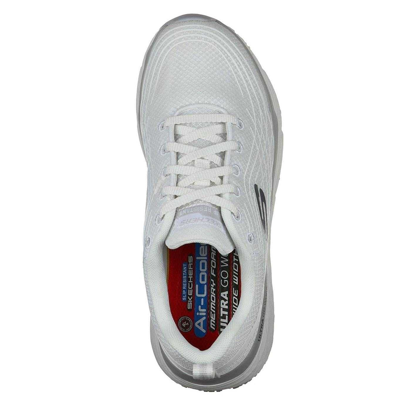 White - Pack Shot - Skechers Womens-Ladies Max Cushioning Elite Geometric Pattern Trainers