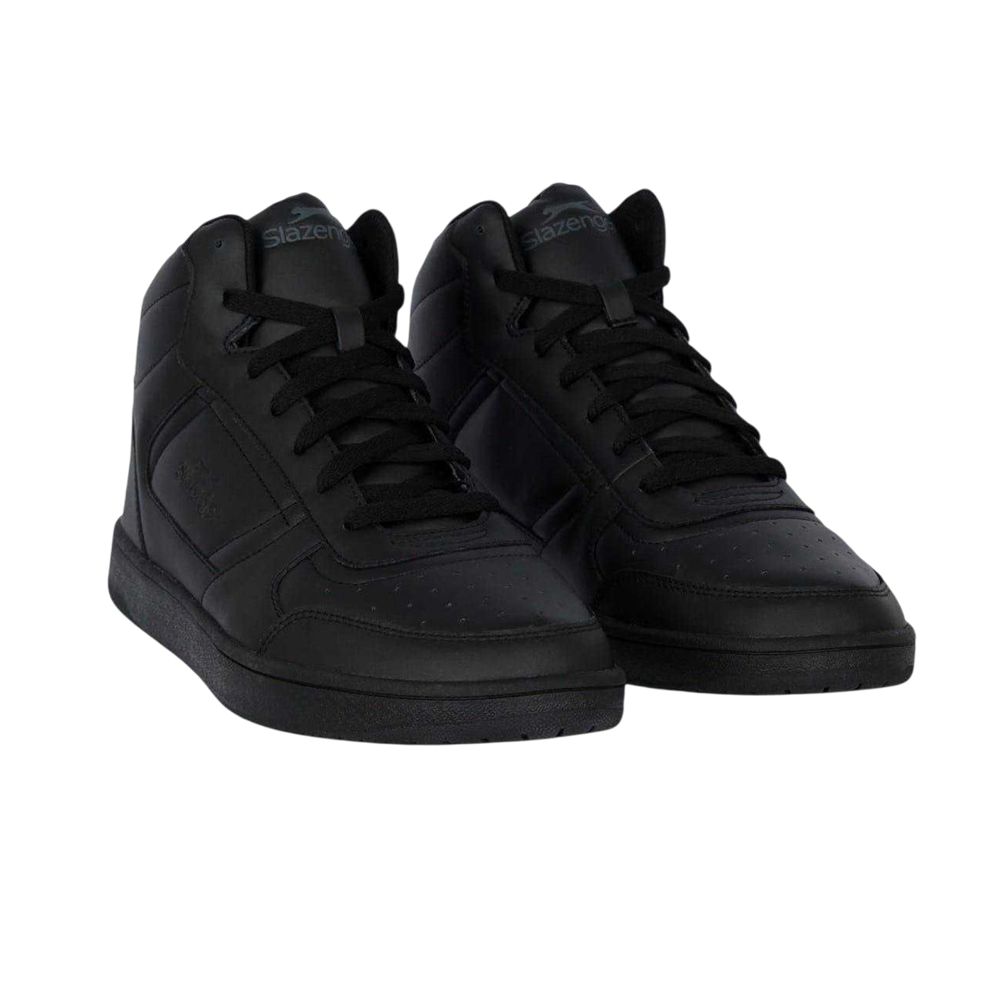 Black - Front - Slazenger Mens Tower Leather High Top Trainers