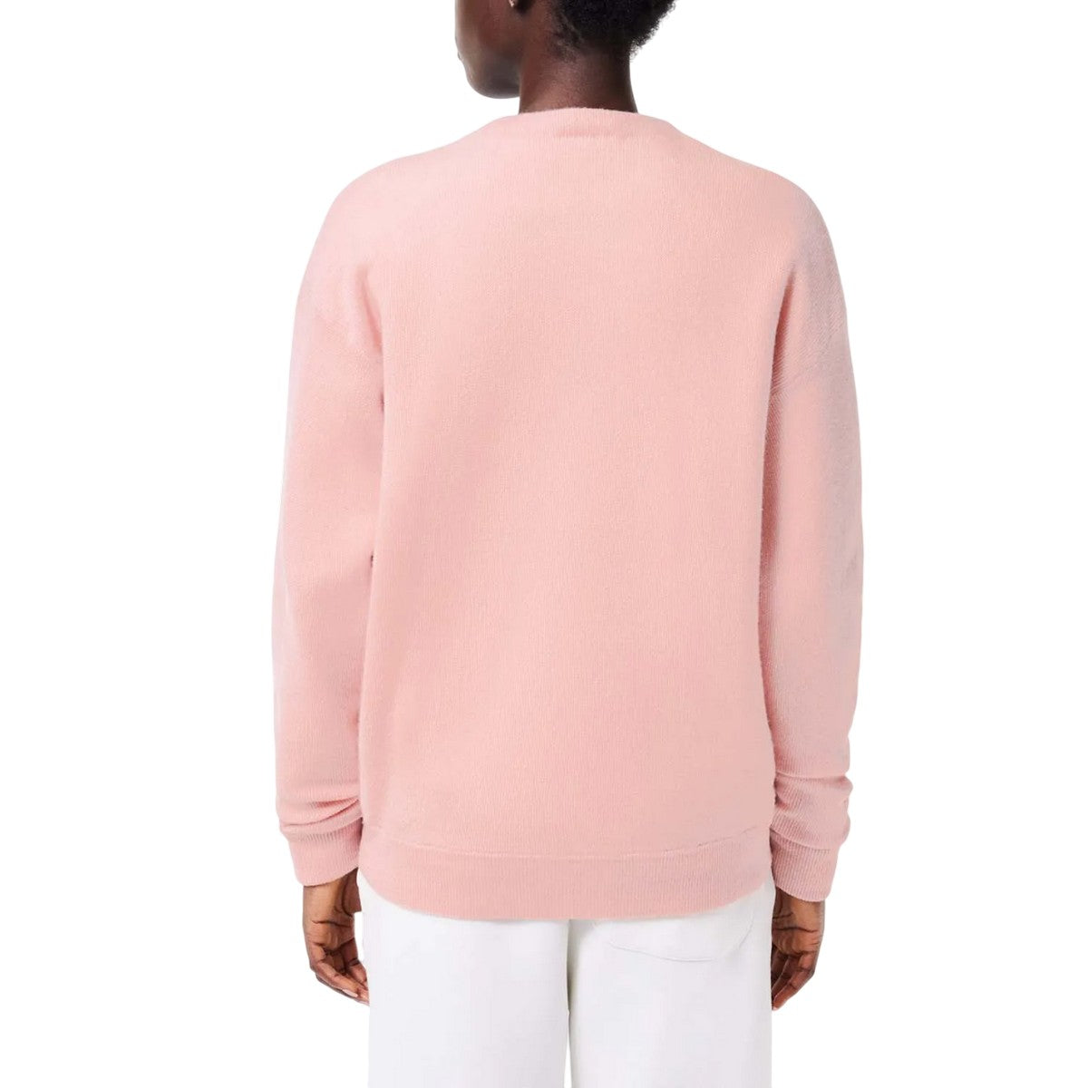 Pink - Back - Lacoste Womens-Ladies Wool Relaxed Fit Cardigan