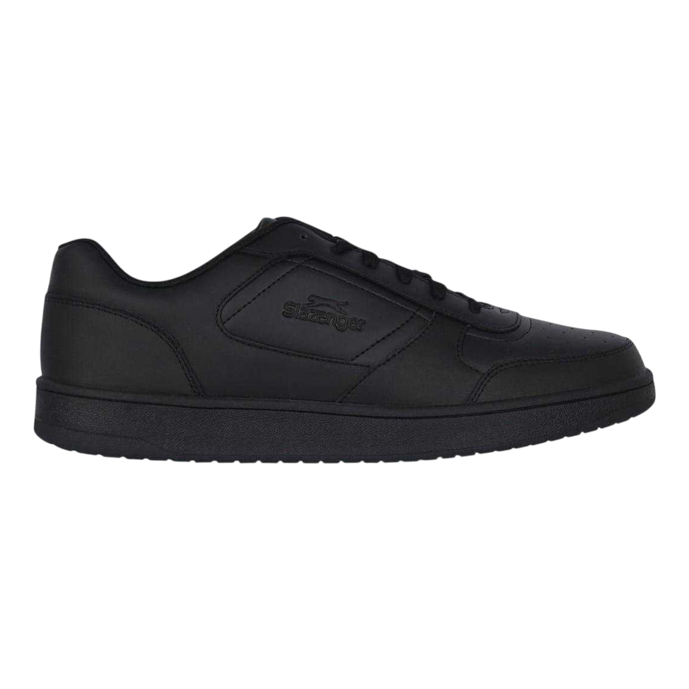 Black - Side - Slazenger Mens Tower Leather Low Trainers