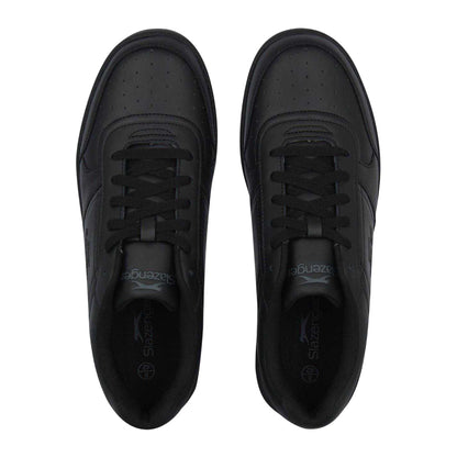 Black - Pack Shot - Slazenger Mens Tower Leather Low Trainers