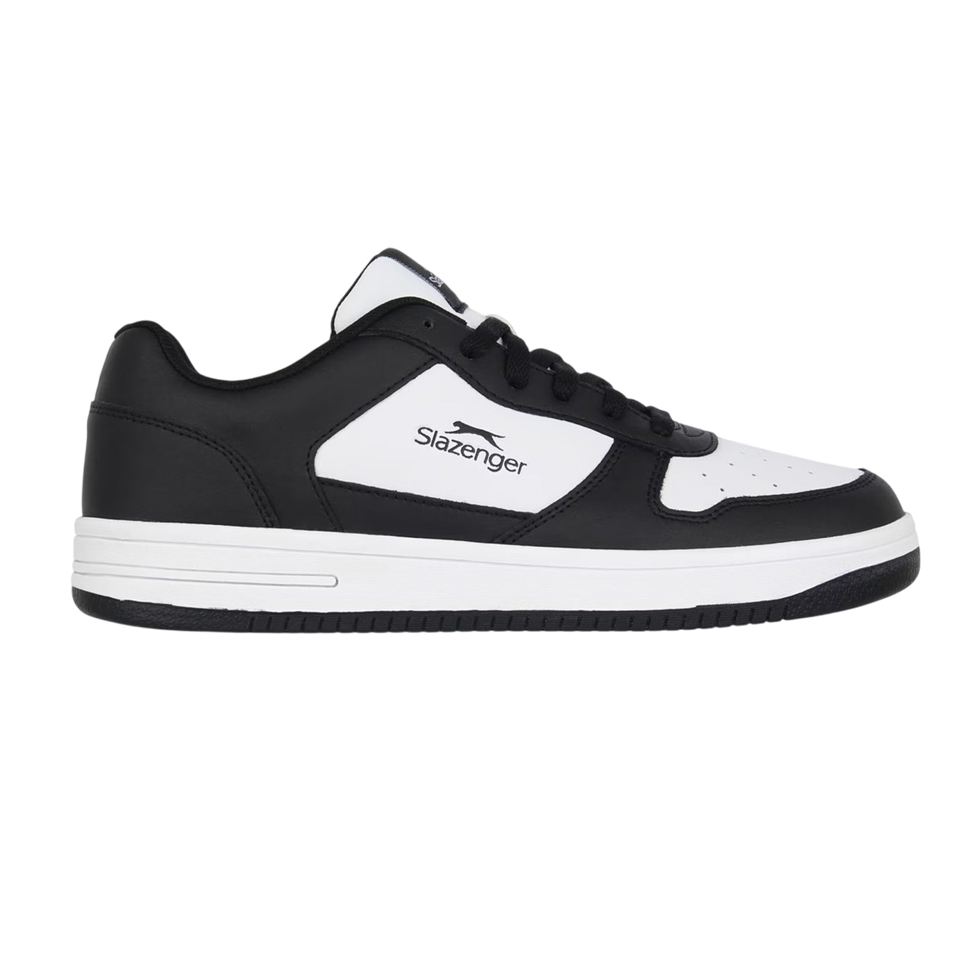 Black-White - Front - Slazenger Mens Tower Leather Low Trainers