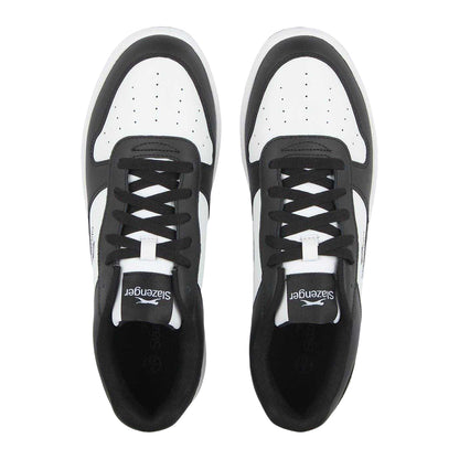 Black-White - Side - Slazenger Mens Tower Leather Low Trainers