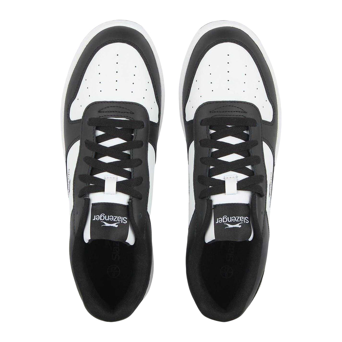 Black-White - Side - Slazenger Mens Tower Leather Low Trainers