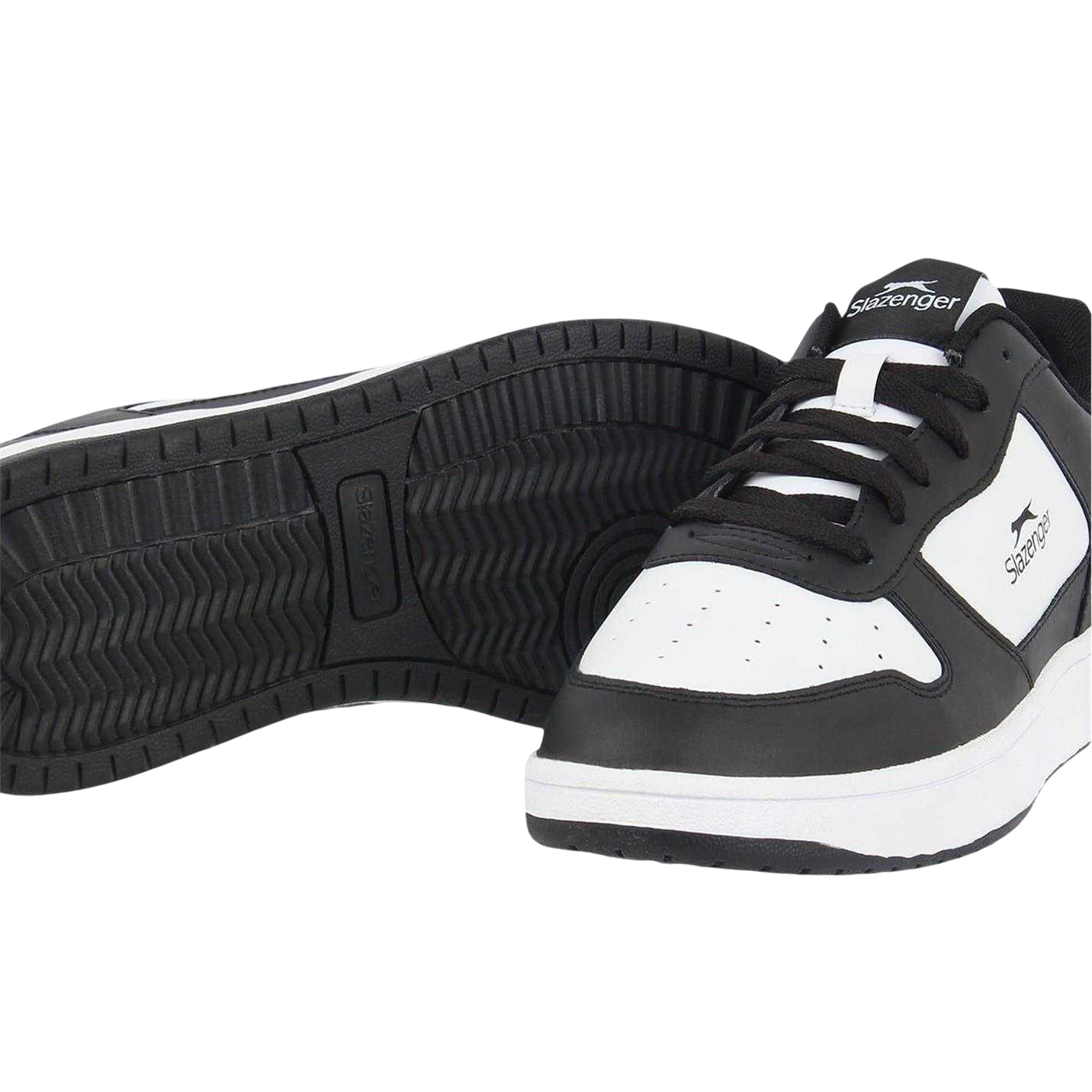 Black-White - Lifestyle - Slazenger Mens Tower Leather Low Trainers