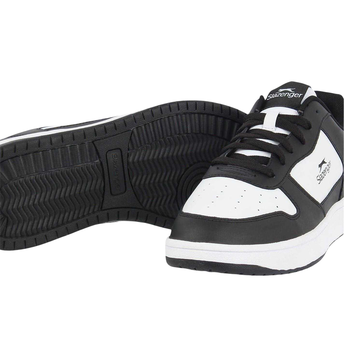Black-White - Lifestyle - Slazenger Mens Tower Leather Low Trainers