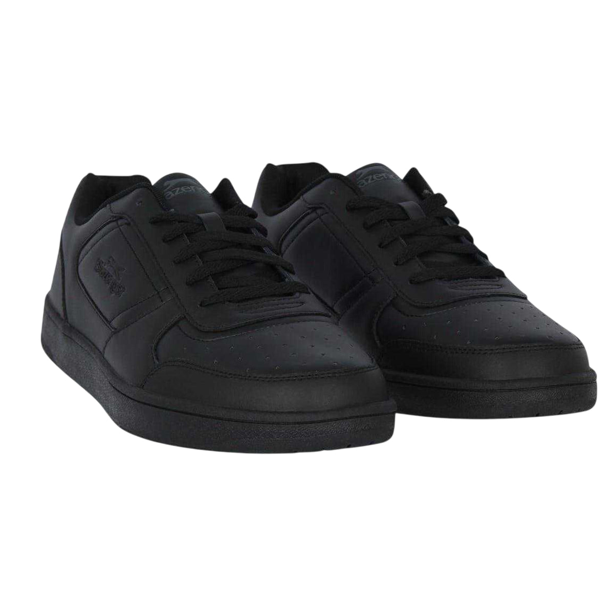 Black - Front - Slazenger Mens Tower Leather Low Trainers