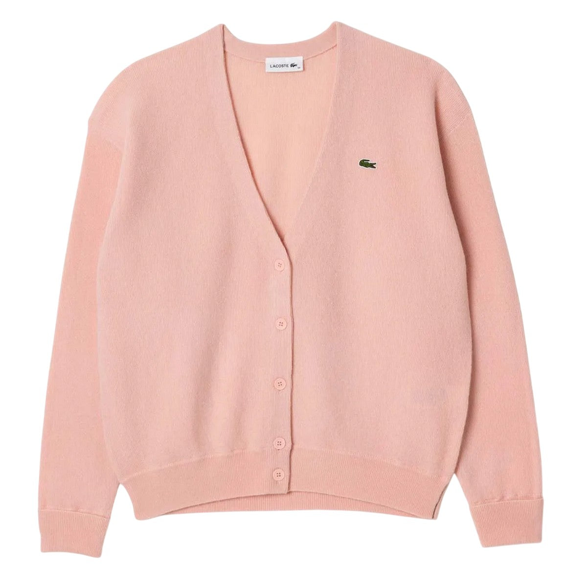 Pink - Front - Lacoste Womens-Ladies Wool Relaxed Fit Cardigan
