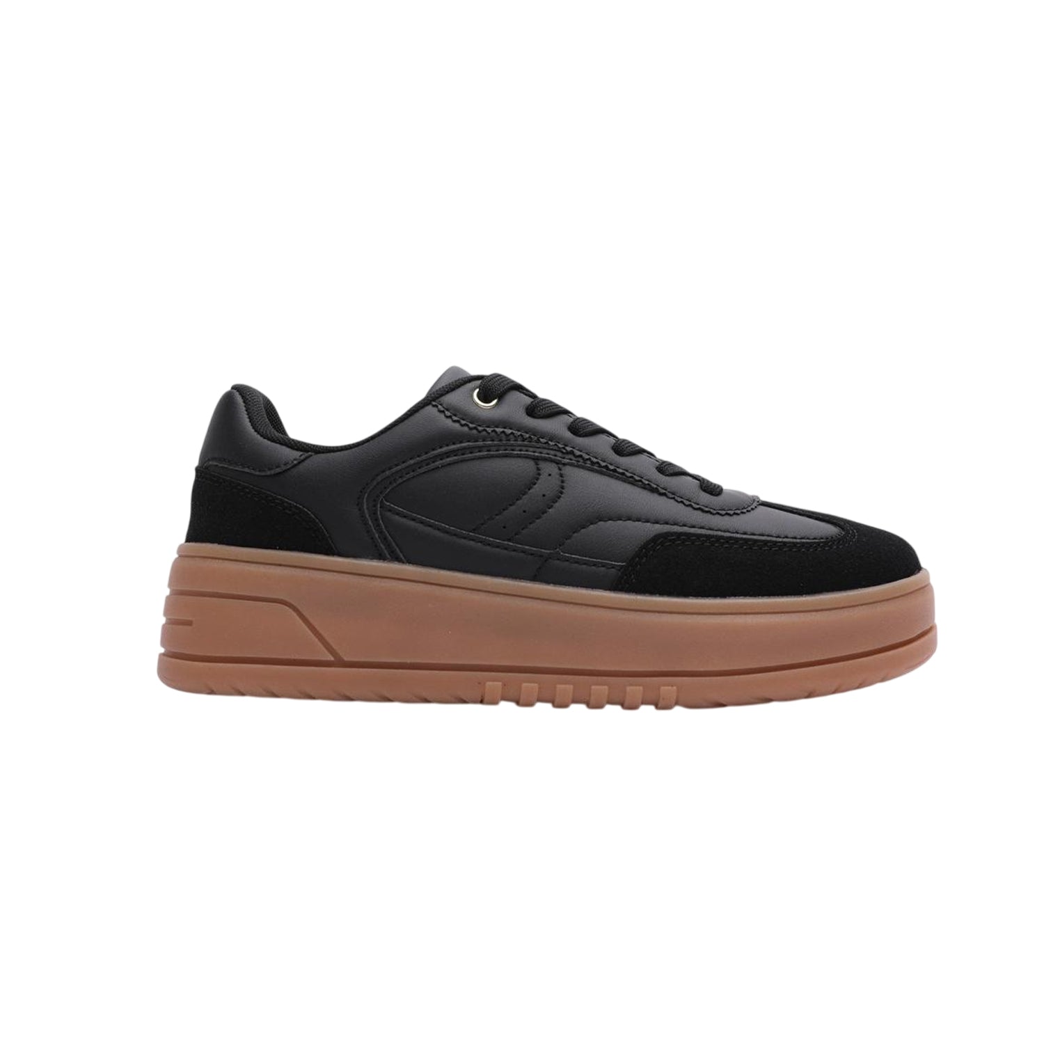 Black - Back - Where´s That From Womens-Ladies Casual Low Wedge Trainers