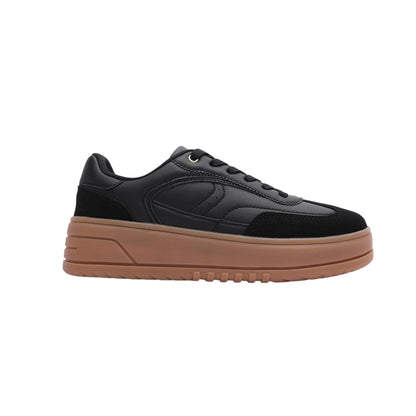 Black - Back - Where´s That From Womens-Ladies Casual Low Wedge Trainers