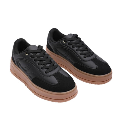 Black - Side - Where´s That From Womens-Ladies Casual Low Wedge Trainers