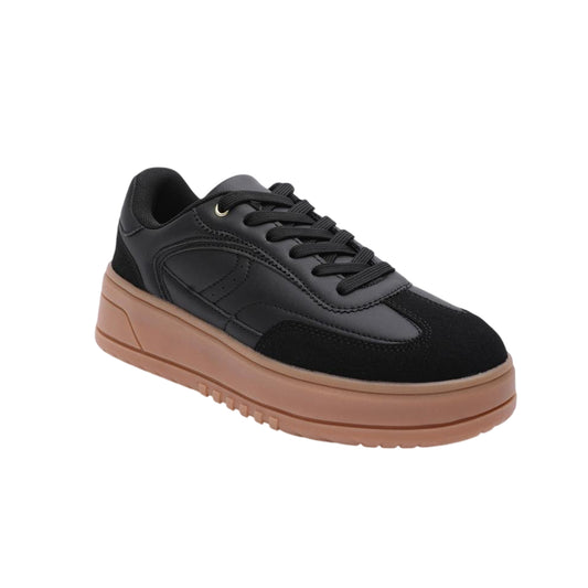 Black - Front - Where´s That From Womens-Ladies Casual Low Wedge Trainers