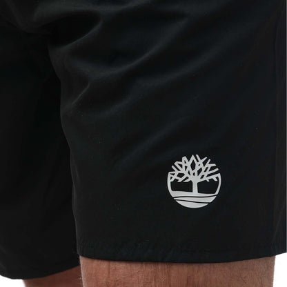 Black-White - Side - Timberland Mens Sunapee Lake Solid Swim Shorts