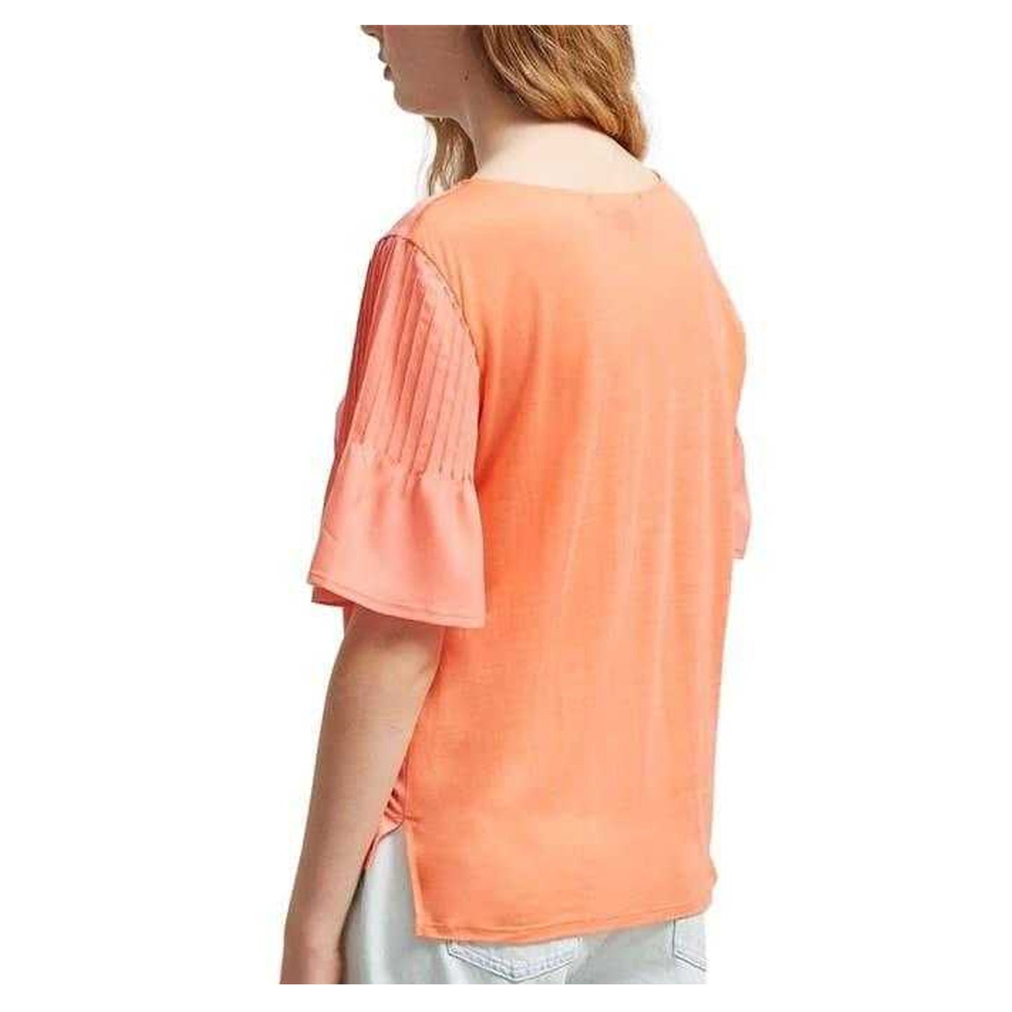 Orange - Back - French Connection Womens-Ladies Crepe T-Shirt
