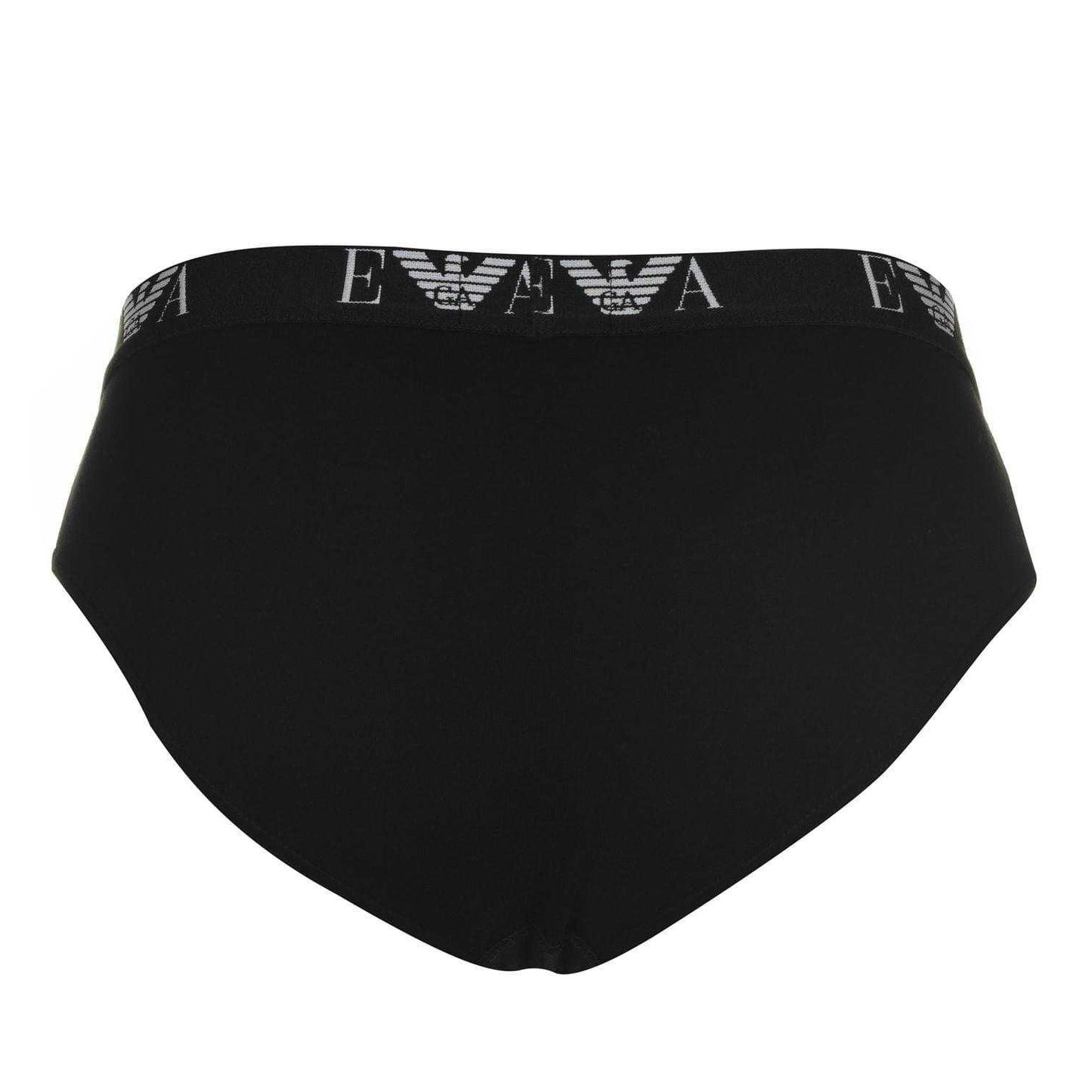 Black - Back - Emporio Armani Mens Cotton Regular Briefs (Pack of 3)