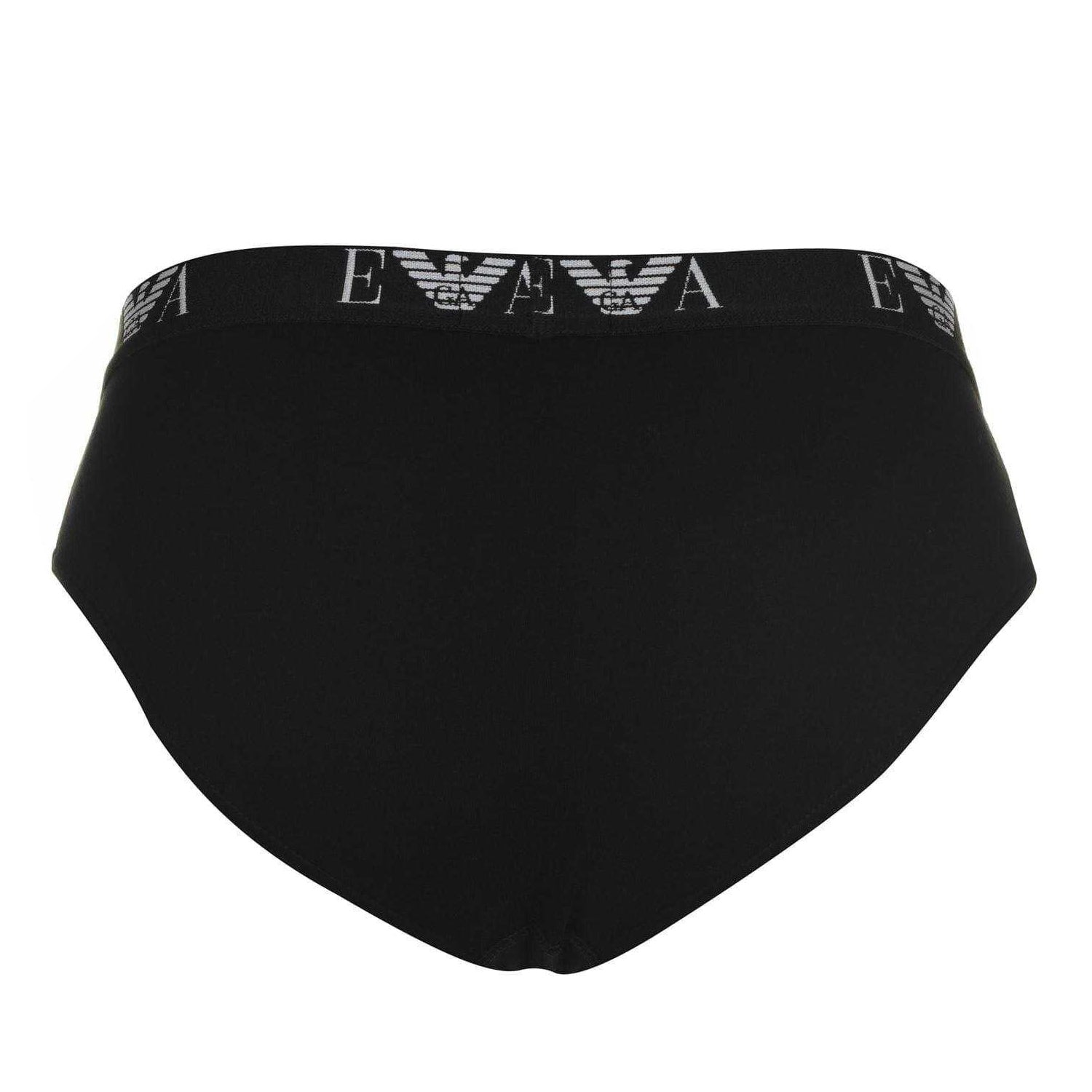 Black - Back - Emporio Armani Mens Cotton Regular Briefs (Pack of 3)