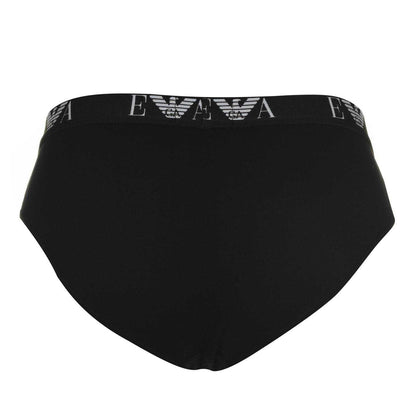 Black - Back - Emporio Armani Mens Cotton Regular Briefs (Pack of 3)