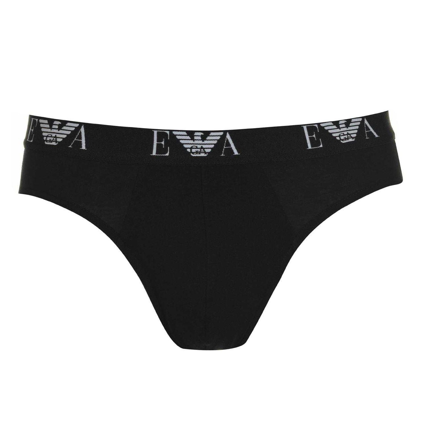 Black - Side - Emporio Armani Mens Cotton Regular Briefs (Pack of 3)