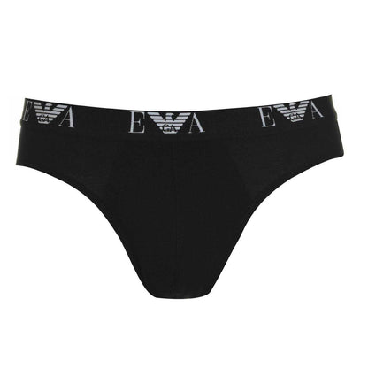 Black - Side - Emporio Armani Mens Cotton Regular Briefs (Pack of 3)