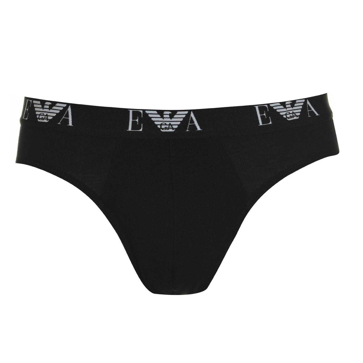 Black - Side - Emporio Armani Mens Cotton Regular Briefs (Pack of 3)