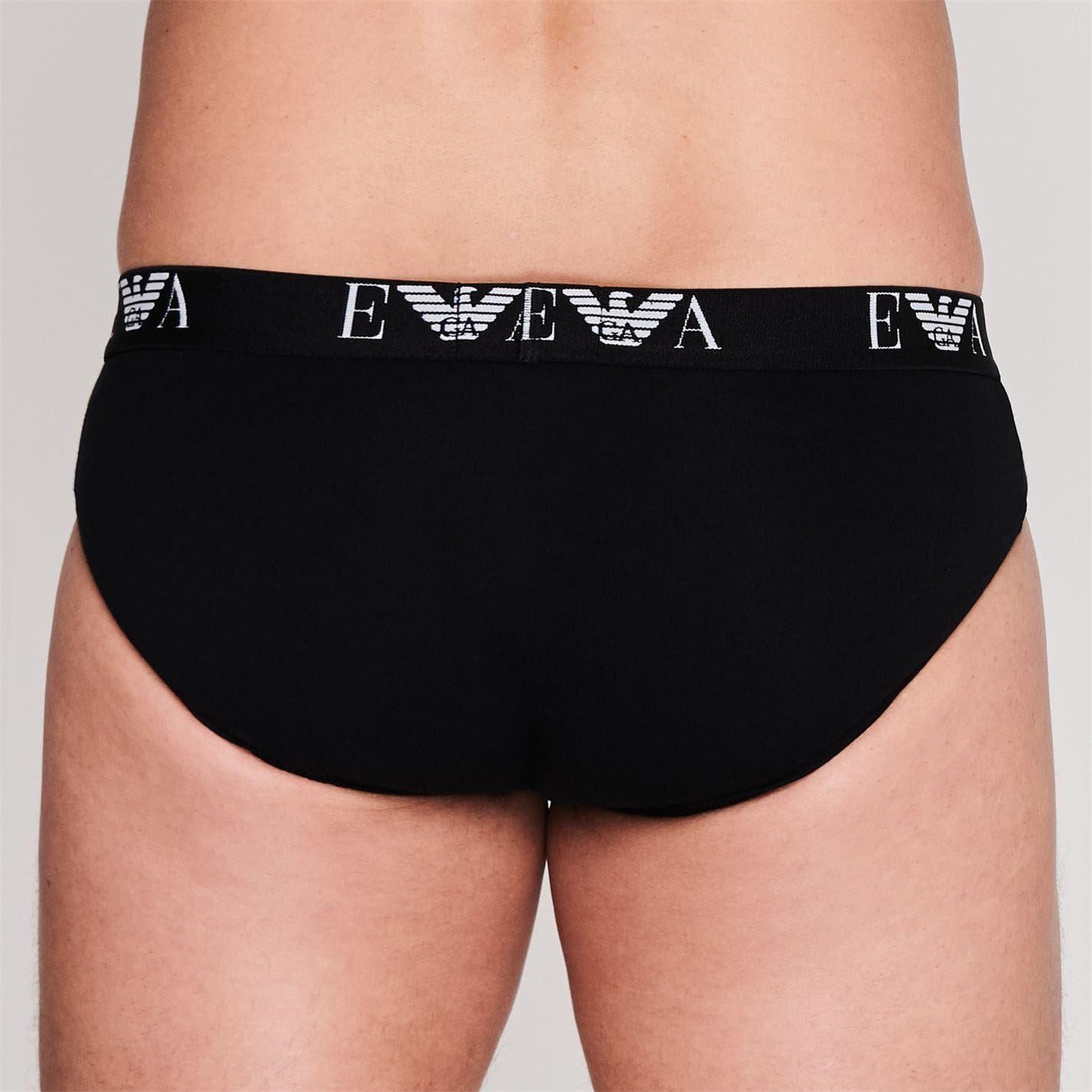 Black-White-Navy - Pack Shot - Emporio Armani Mens Cotton Regular Briefs (Pack of 3)