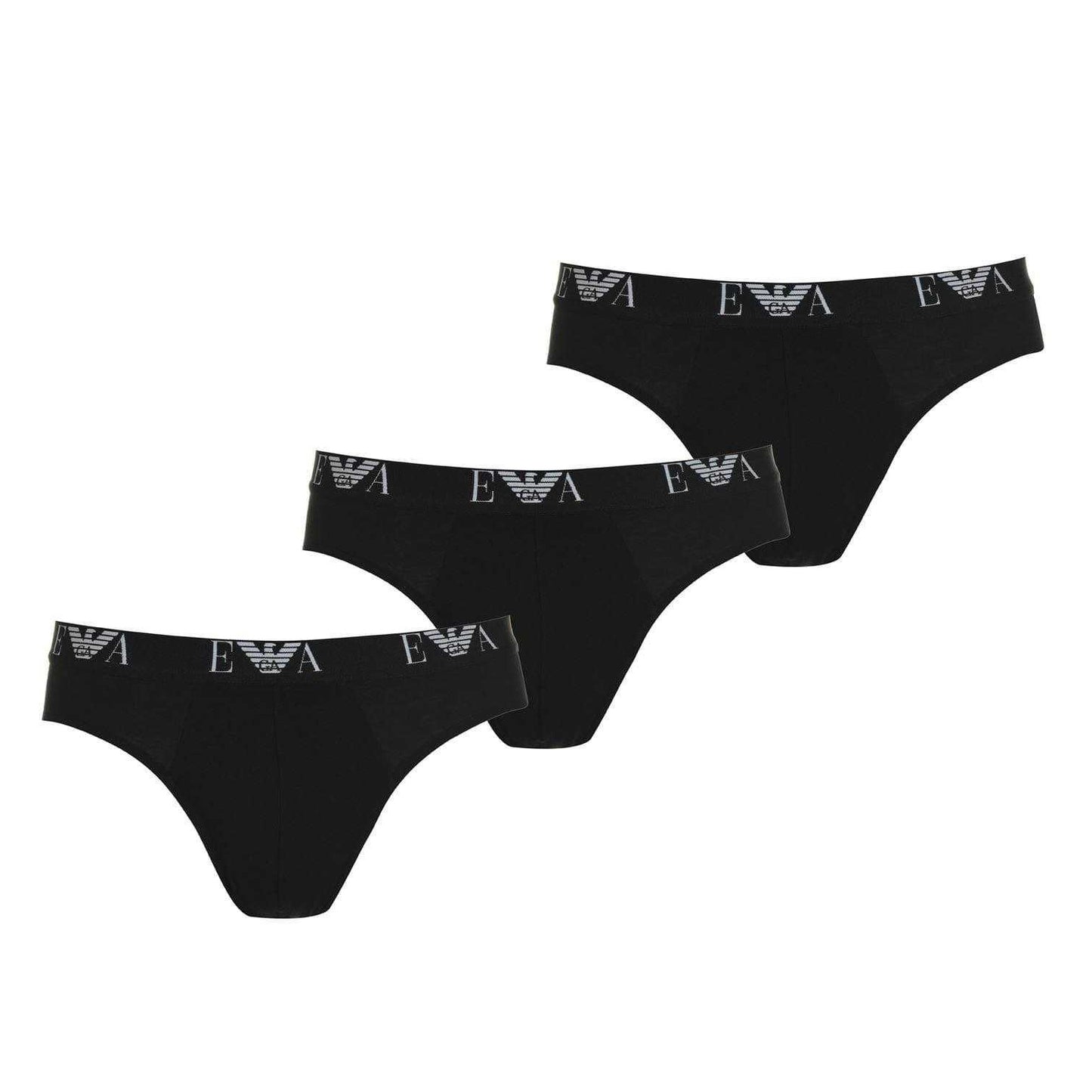 Black - Front - Emporio Armani Mens Cotton Regular Briefs (Pack of 3)