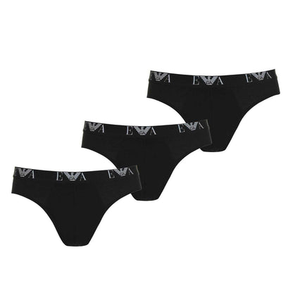 Black - Front - Emporio Armani Mens Cotton Regular Briefs (Pack of 3)