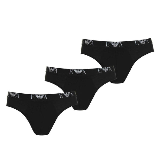Black - Front - Emporio Armani Mens Cotton Regular Briefs (Pack of 3)