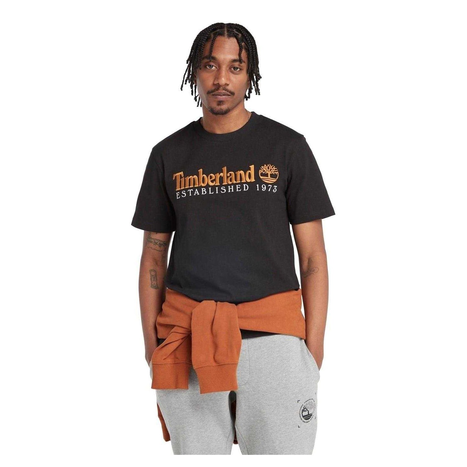 Black-White - Side - Timberland Mens Heritage Cotton T-Shirt