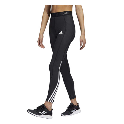 Black-White - Side - Adidas Womens-Ladies Alphaskin 3 Stripes Leggings