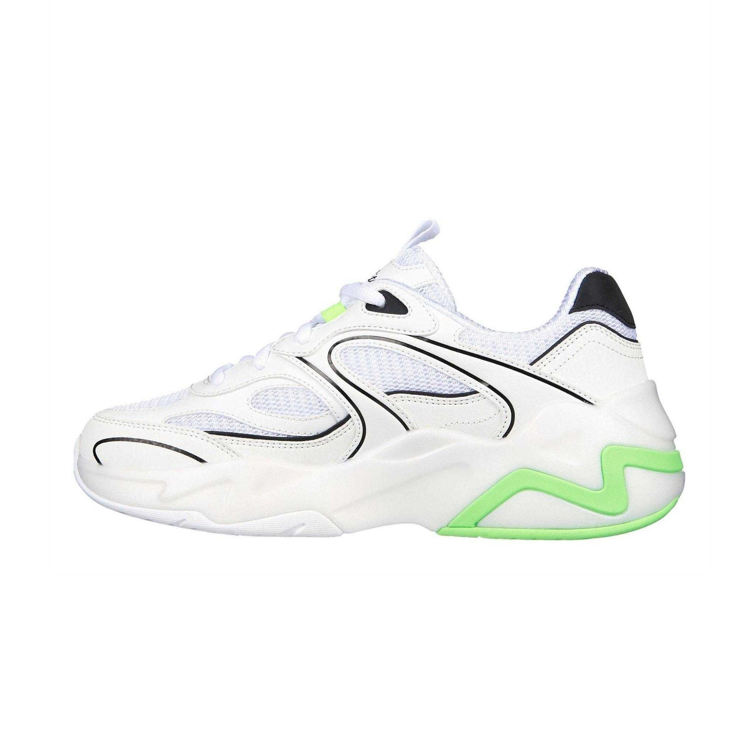 White-Lime - Back - Skechers Womens-Ladies D´Lux Slip-on Trainers
