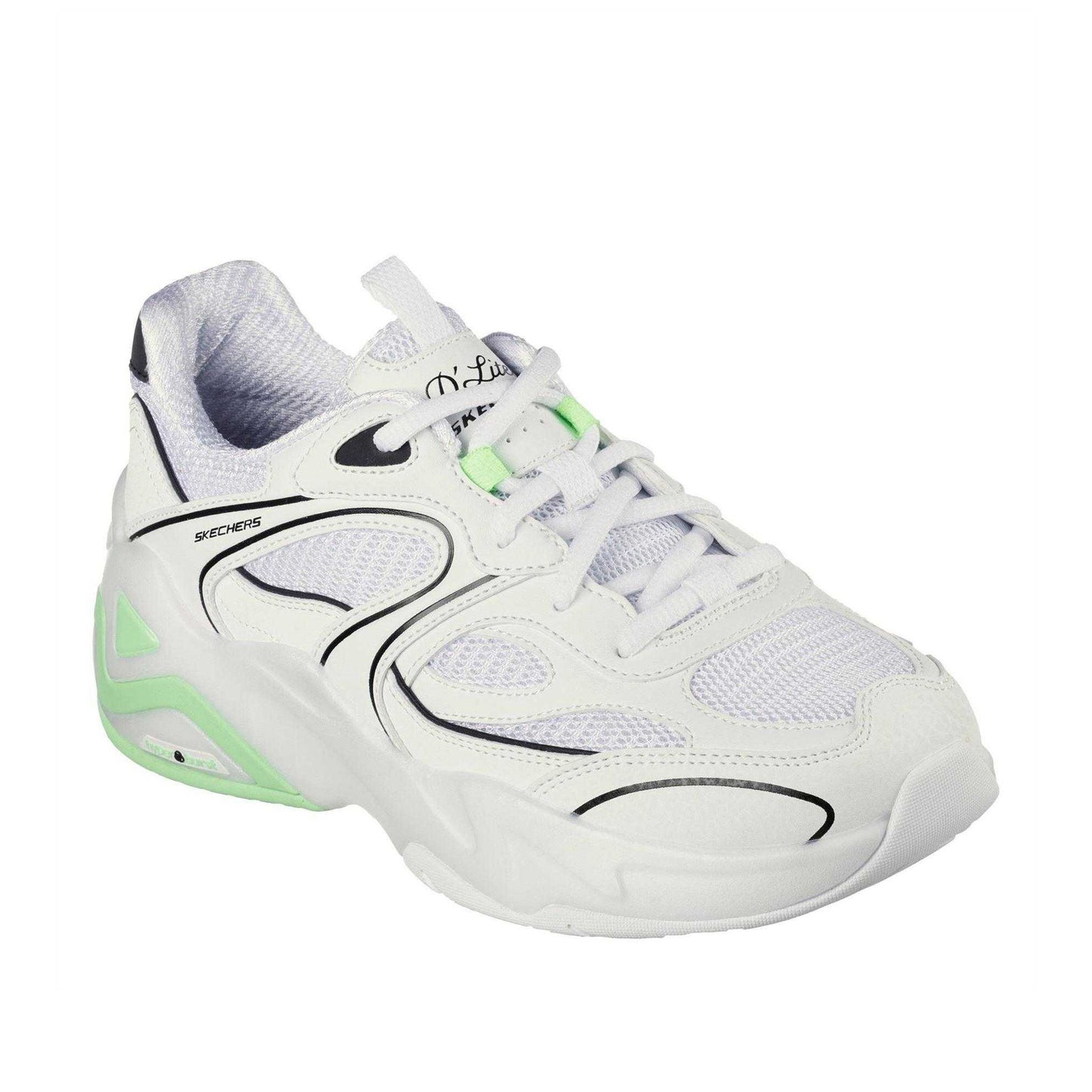 White-Lime - Front - Skechers Womens-Ladies D´Lux Slip-on Trainers