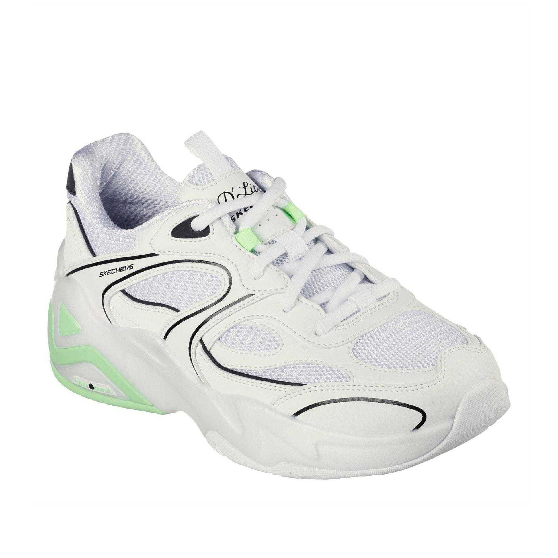 White-Lime - Front - Skechers Womens-Ladies D´Lux Slip-on Trainers