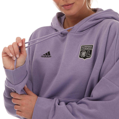 Lilac - Side - Adidas Womens-Ladies Olymipique Lyonnais Hoodie