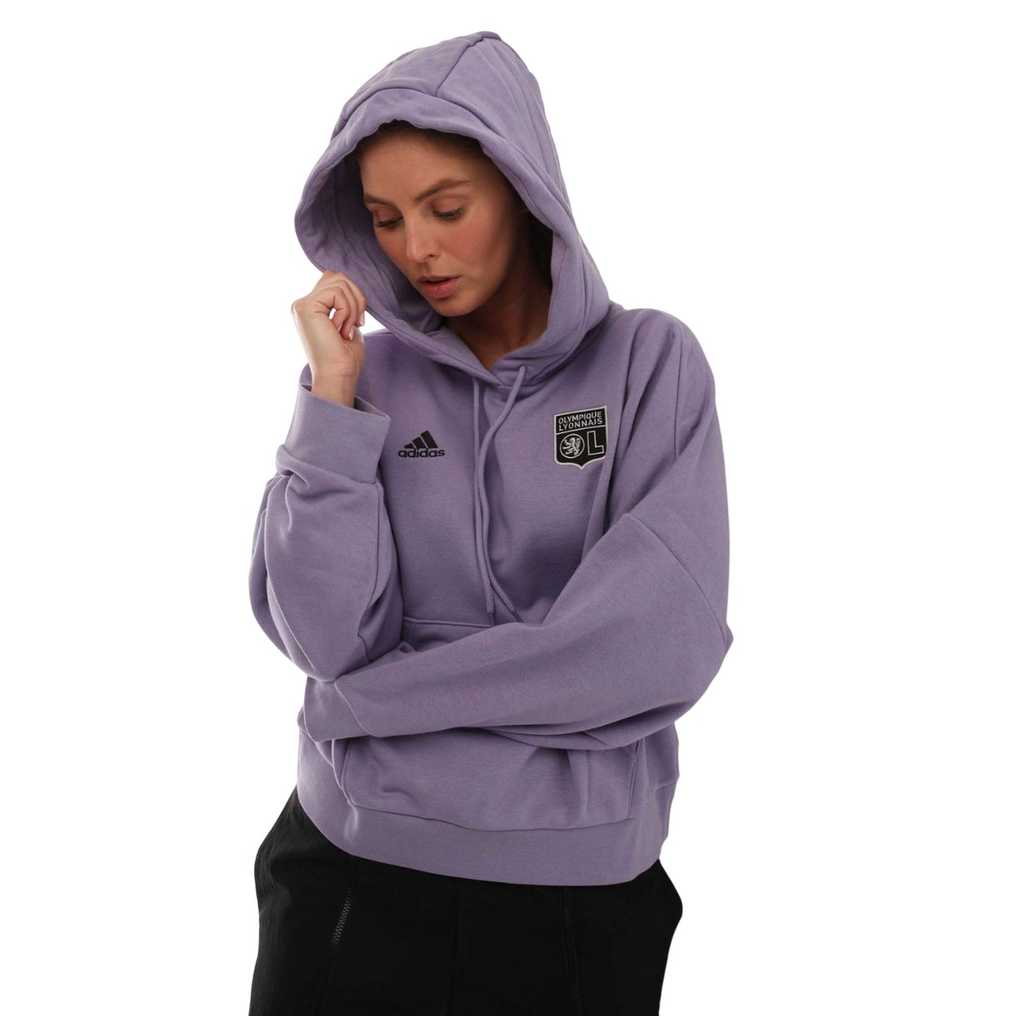 Lilac - Lifestyle - Adidas Womens-Ladies Olymipique Lyonnais Hoodie