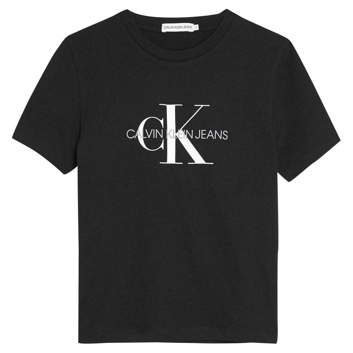 Black - Front - Calvin Klein Childrens-Kids Monogram T-Shirt