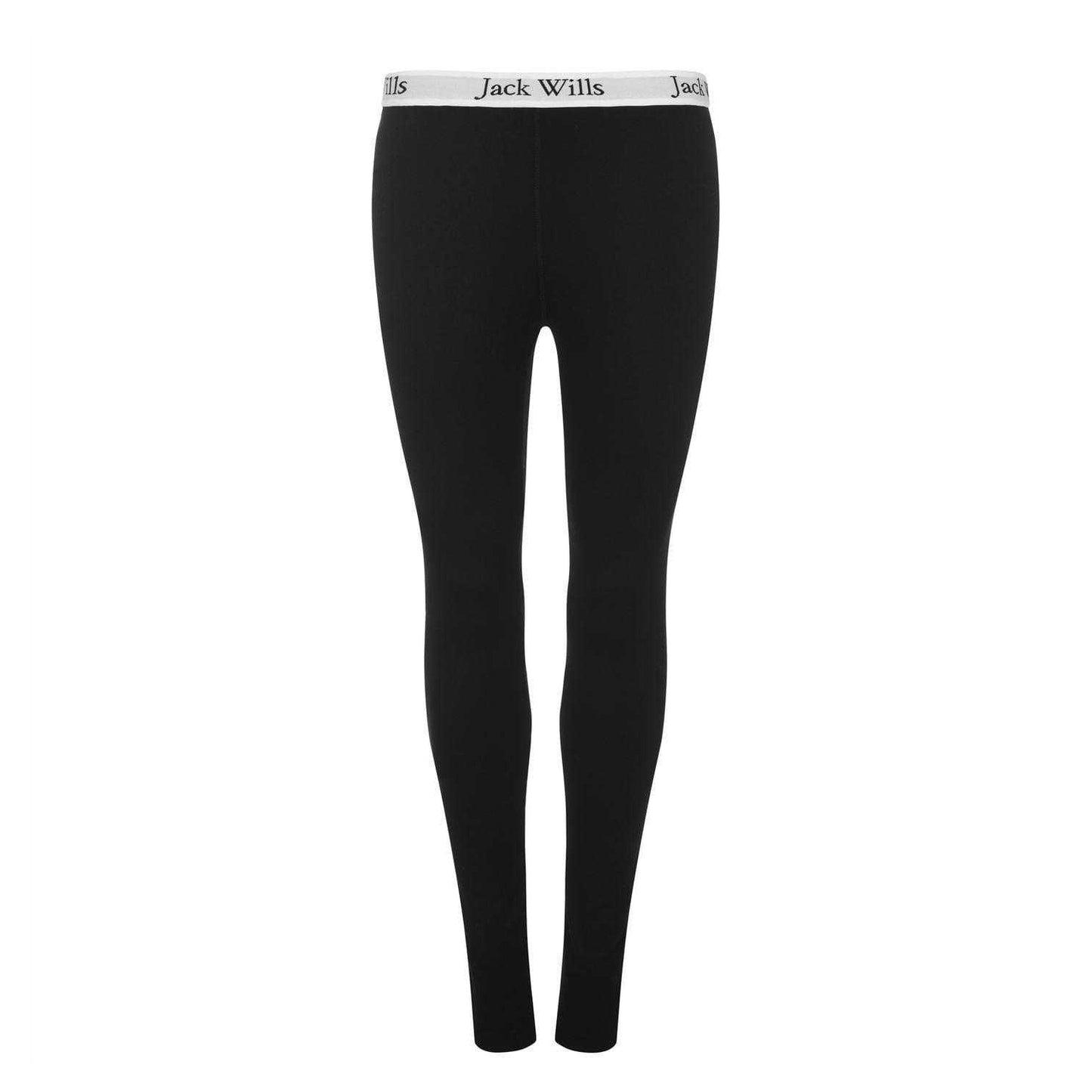 Black-White - Front - Jack Wills Womens-Ladies Logo Contrast Waistband Leggings