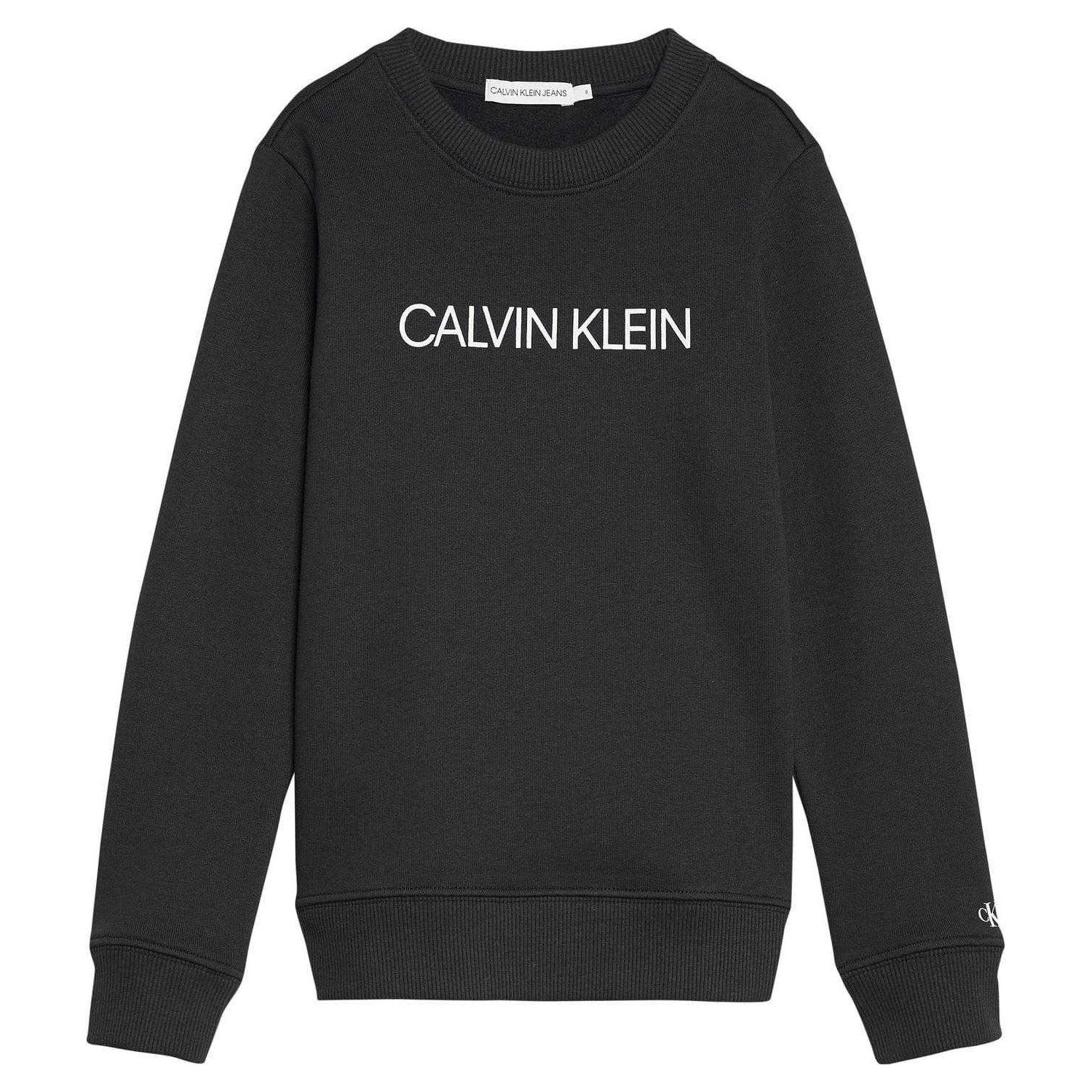 Black - Front - Calvin Klein Boys Institutional Crew Neck Sweatshirt