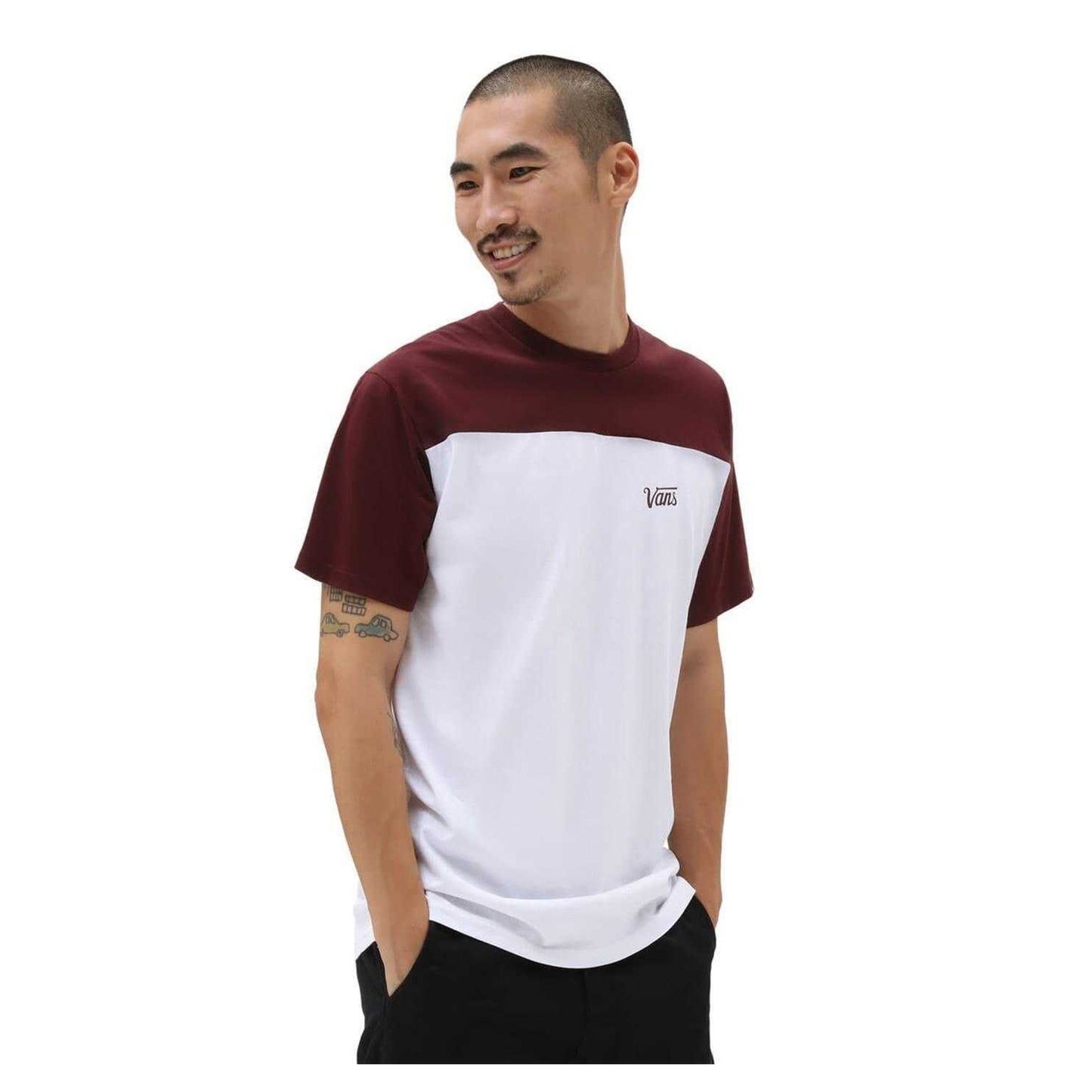 White - Side - Vans Mens Script Crew Neck Regular T-Shirt