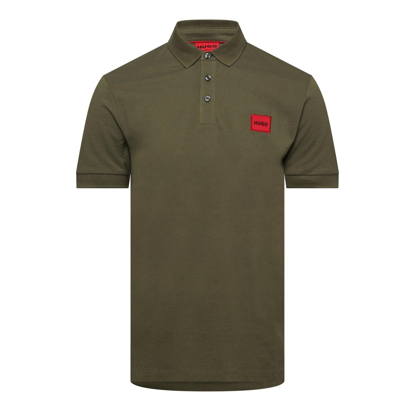 Olive Green - Front - Hugo Mens Deruso Polo Shirt