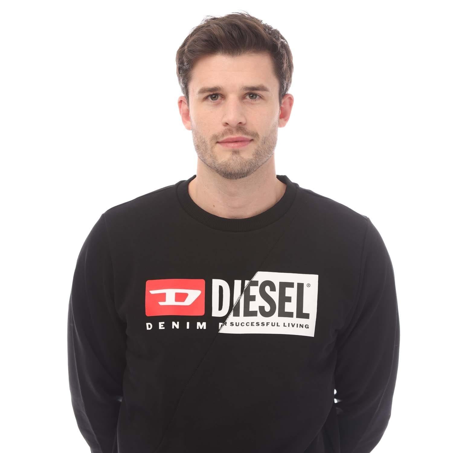 Black - Side - Diesel Mens S-Girk Cuty Felpa Hoodie